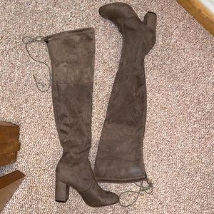 Tan suede over the knee boots